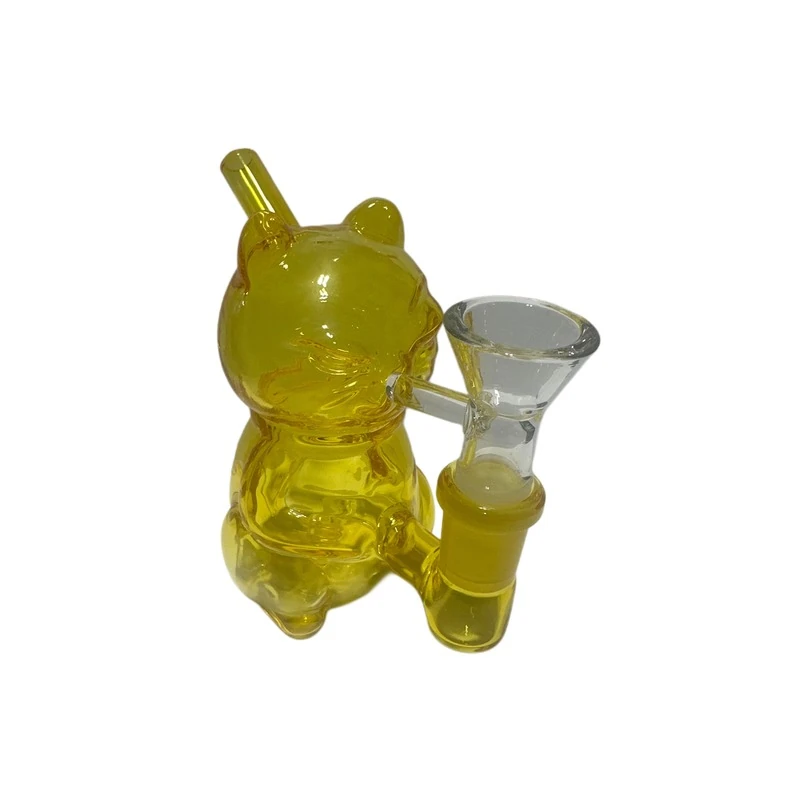 Yellow Honey Bear Glass Bubbler Water Pipe
