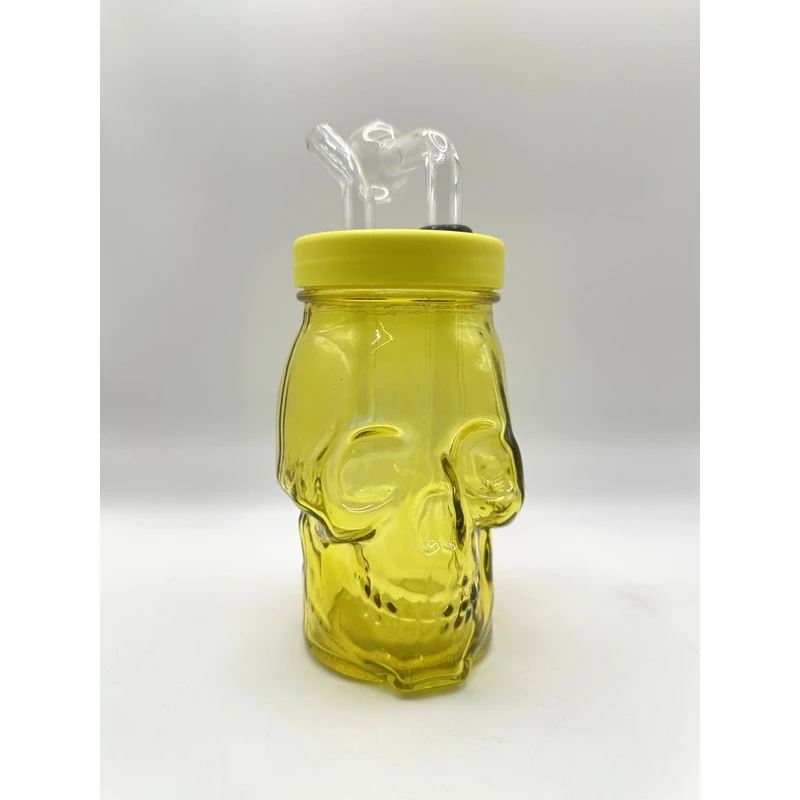 Yellow Skull Glass Jar Bubbler